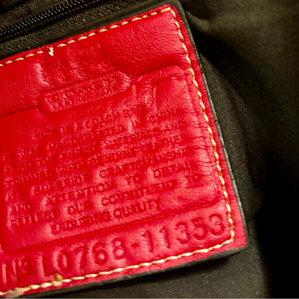Coach Heritage Stripe Satchel Red leather accents Lot of wear Restoration bag - Picture 13 of 14